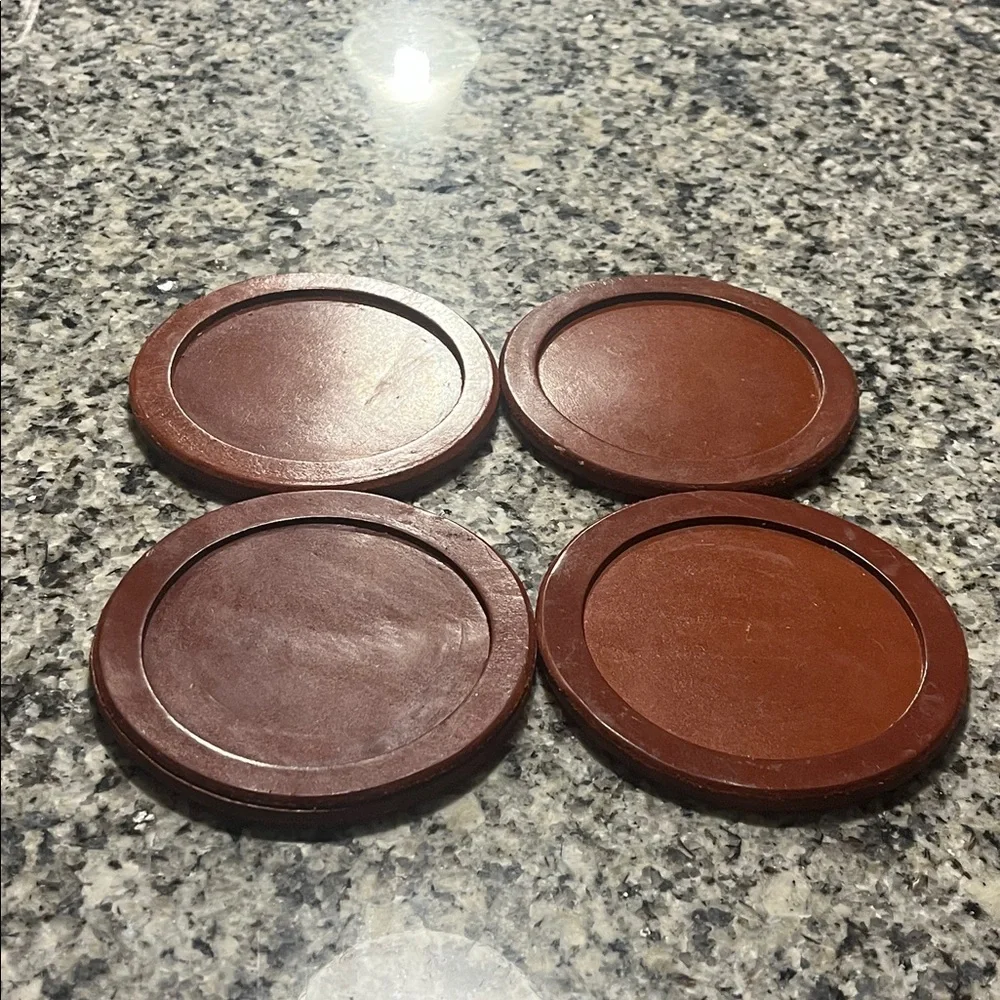 Ralph Lauren Leather Coaster Set of 4 brown Vintage